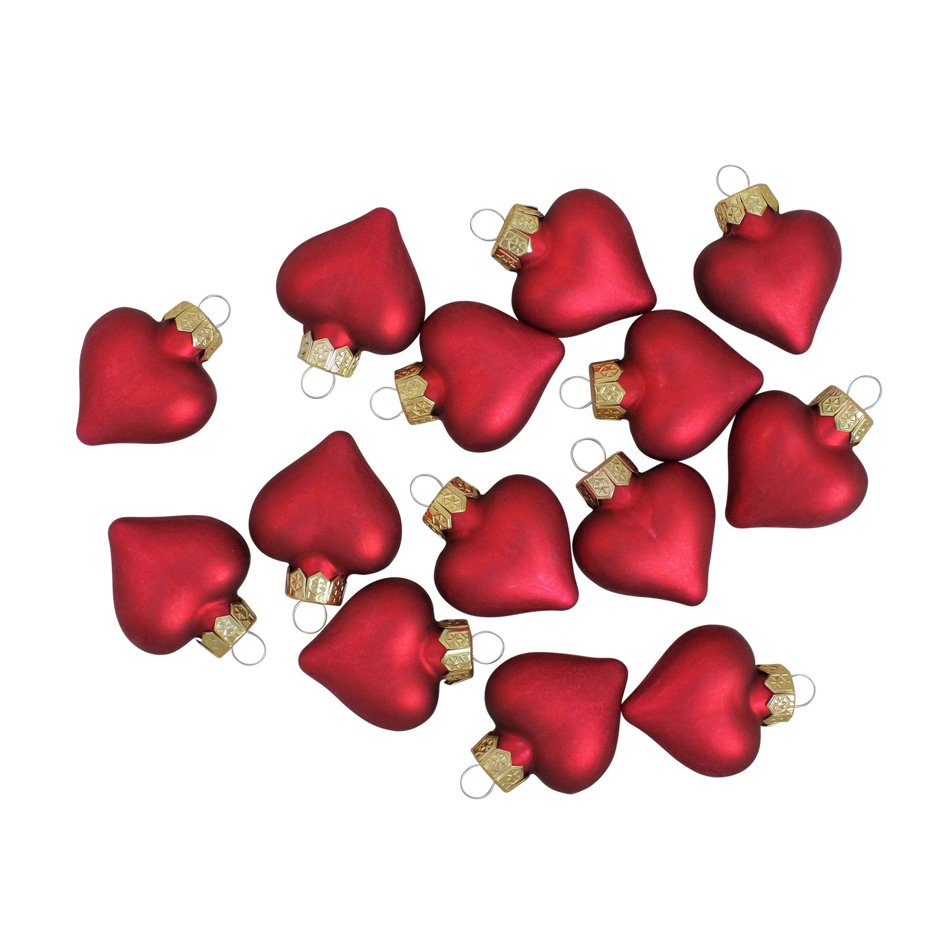 56ct Matte Red Glass Heart Christmas Ornaments 1.75" (45mm) Christmas Central